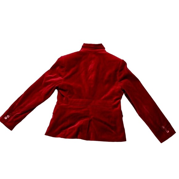 Valerie Stevens Petite 8P Jacket Red Velour Padded Shoulders Faux Pockets - Picture 7 of 9